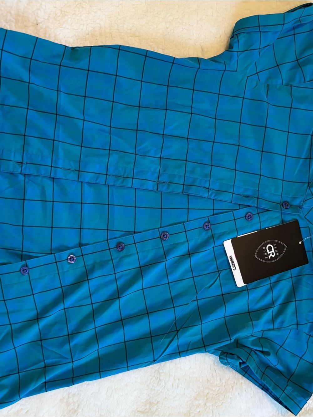 Club Ride Apparel Teal Windowpane Button-Down Shirt